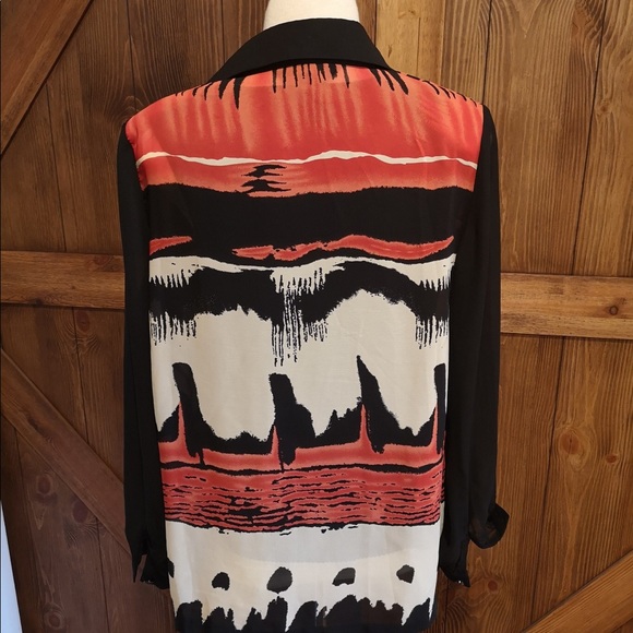 ⭐️5/$20 Patterned semi sheer blouse and top 2pc set bundle western salmon - Picture 4 of 9